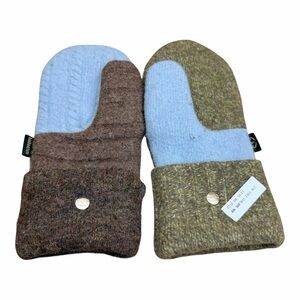 BaaBaa ZuZu 100% Wool Repurposed Mittens One Size Two-Tone Wool Mittens